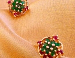 Ruby Emerald Patterned Stud Earrings